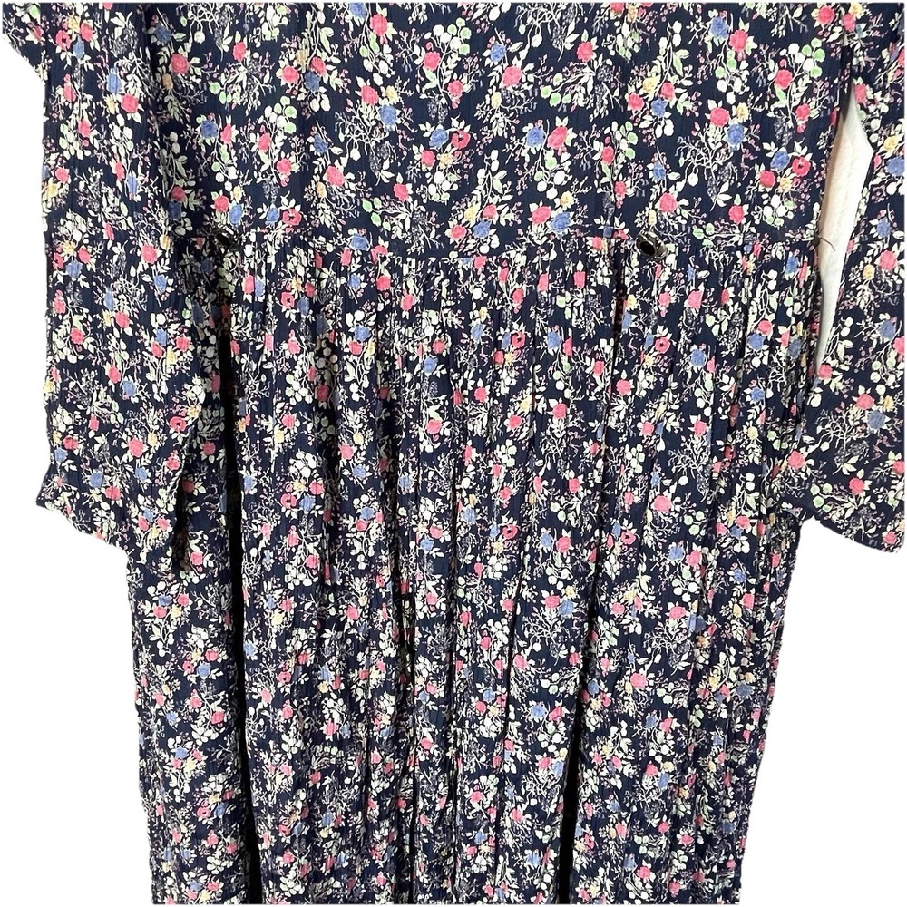 Vintage Dress To Kill Jane‎ Mohr Floral Navy Floral Dress Cottagecore Grannycore - Picture 16 of 16